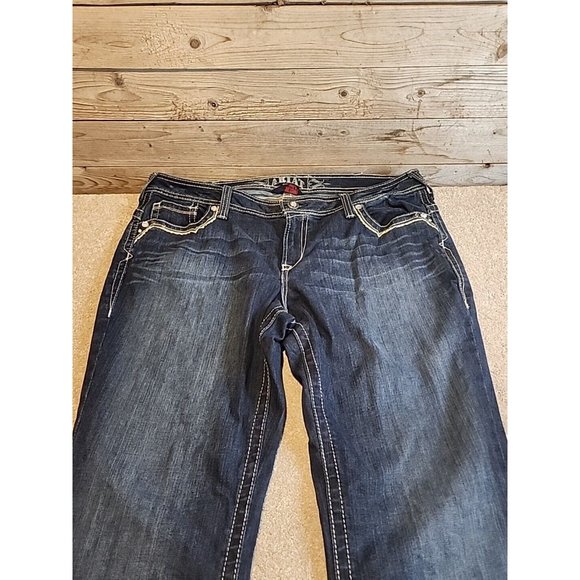 Ariat  Mid Rise Boot Jeans Women’s 34L Flair Heavy Stitch Studed Stretch Ruby - Picture 6 of 16